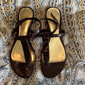Ann Marino Snakeskin Thong Sandal